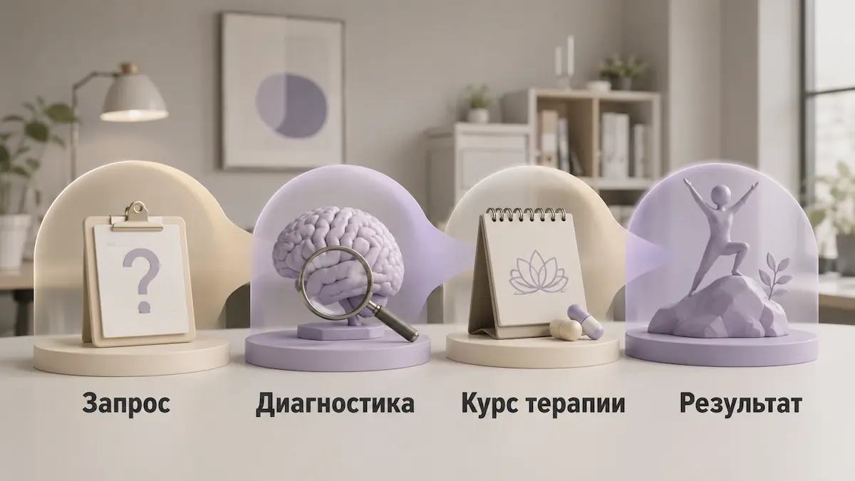 Итоговая схема: путь пациента от запроса до результата в гипнотерапии