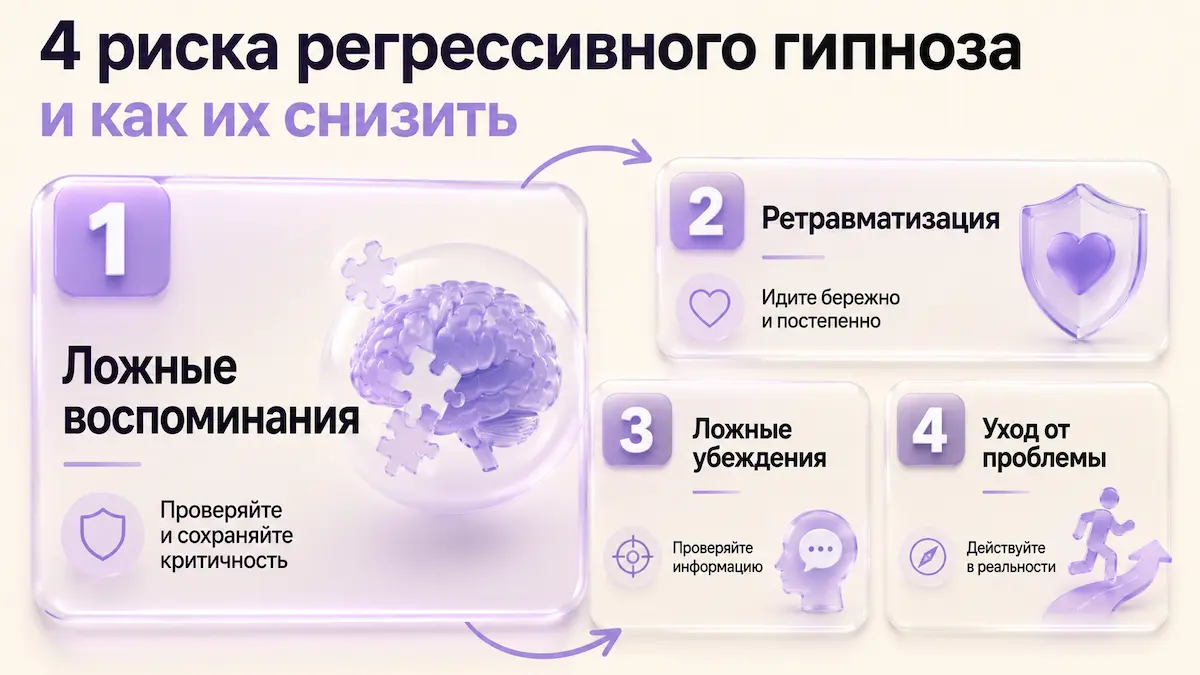 Инфографика: 4 риска регрессивного гипноза и как их снизить