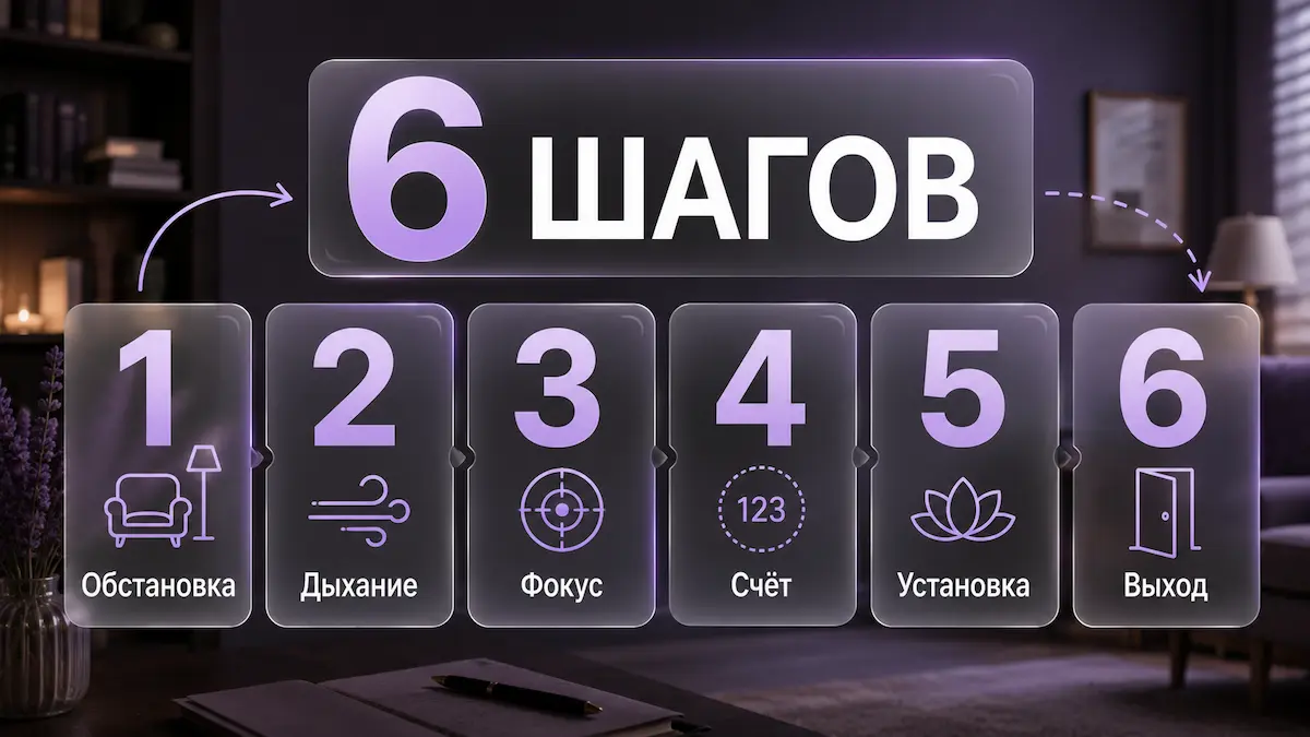 Инфографика: 6 шагов самогипноза для начинающих