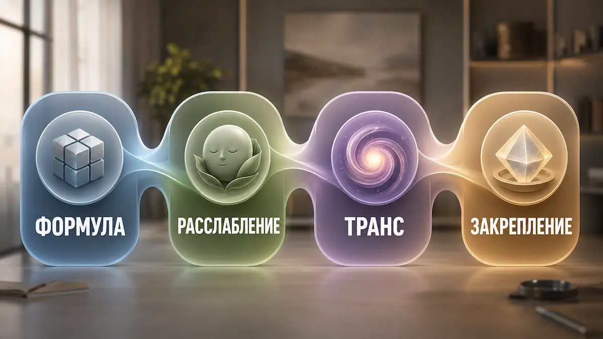 Схема: алгоритм выбора и применения самовнушения и самогипноза