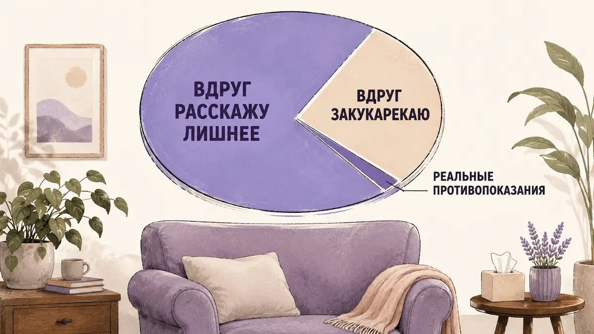 Шуточная диаграмма страхов перед сеансом гипноза