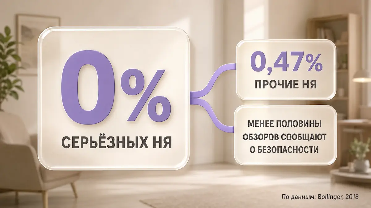 Инфографика: частота нежелательных явлений при гипнозе в клинических исследованиях