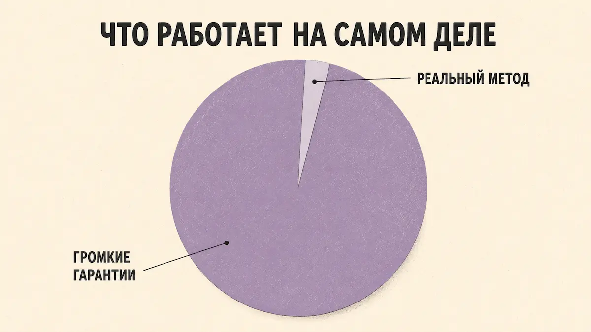 Ироничная диаграмма обещаний на сайтах гипнологов