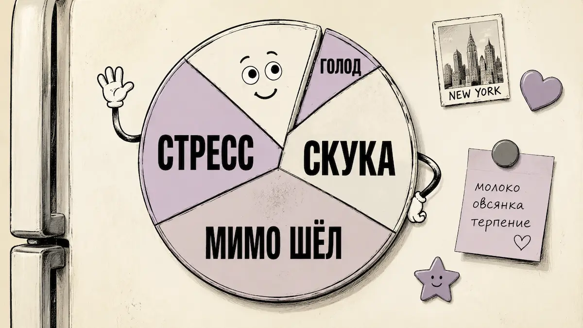 Шуточная диаграмма причин, по которым человек открывает холодильник