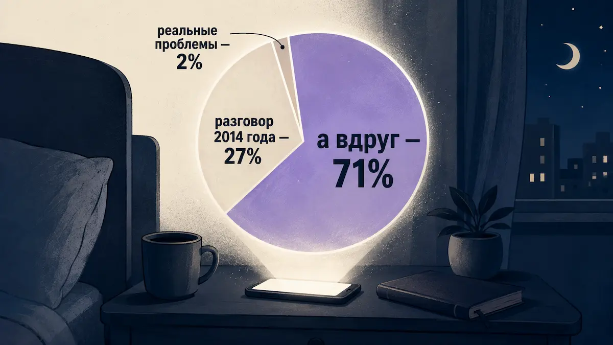Мысли в три часа ночи, изображённые как круговая диаграмма