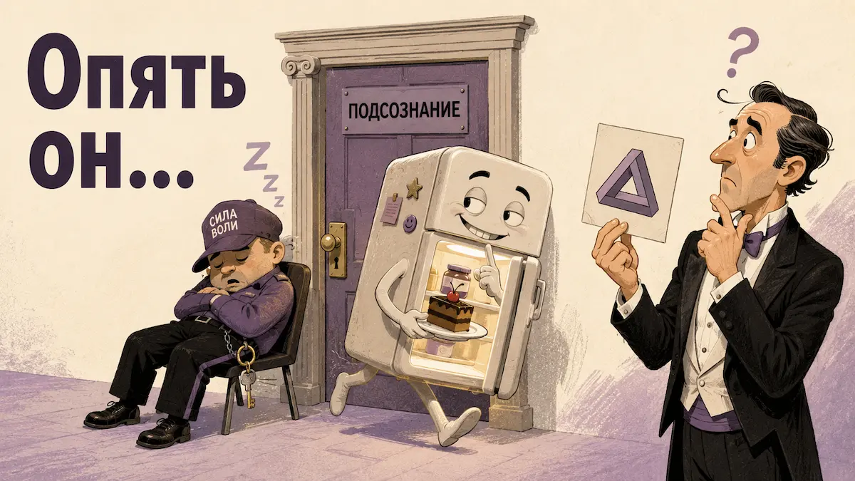Юмористическая иллюстрация о мифе про гипноз против воли