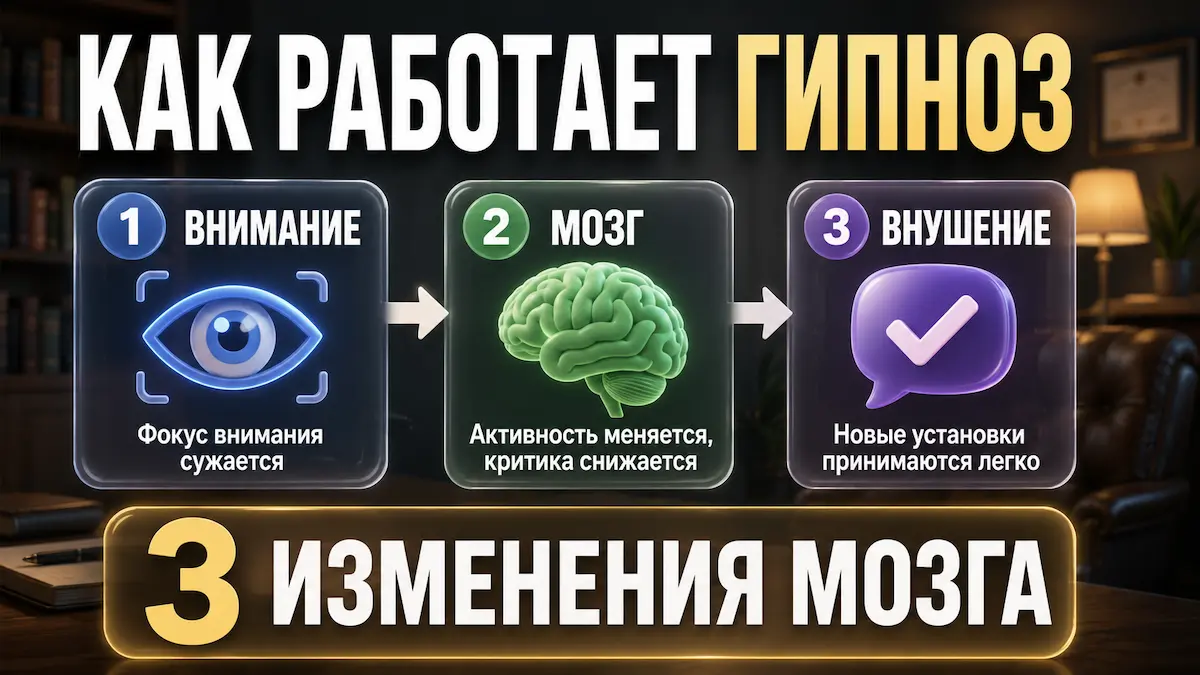 Инфографика: как работает гипноз — внимание, мозг и внушение в одной схеме