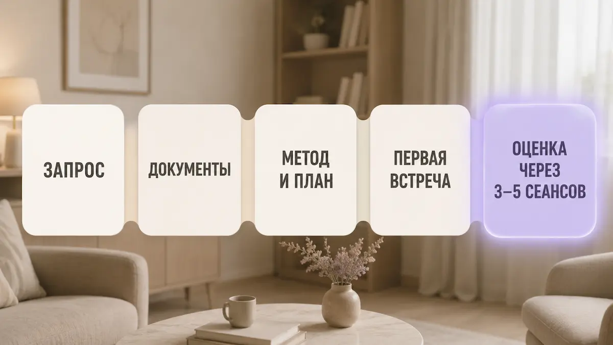 Схема: пошаговый маршрут выбора специалиста по гипнотерапии