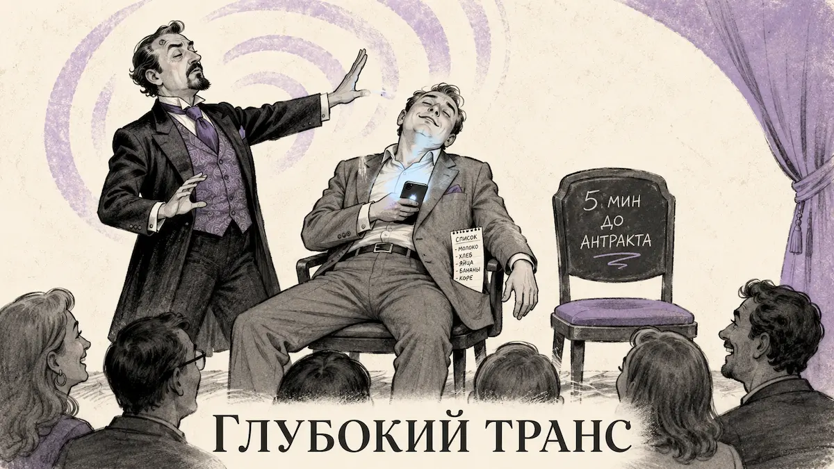 Юмор о гипнозе: на сцене человек только притворяется загипнотизированным