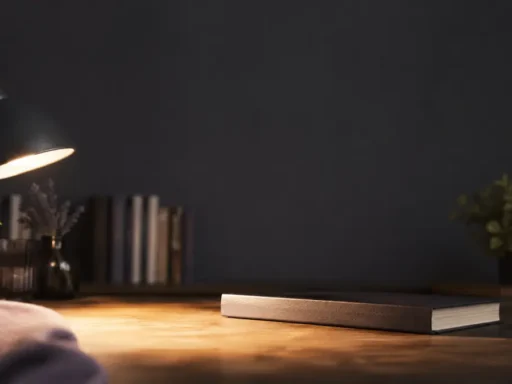 Книги по гипнозу на столе в круге света настольной лампы.