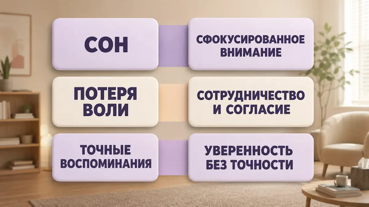 Схема: миф о гипнозе и научный факт рядом