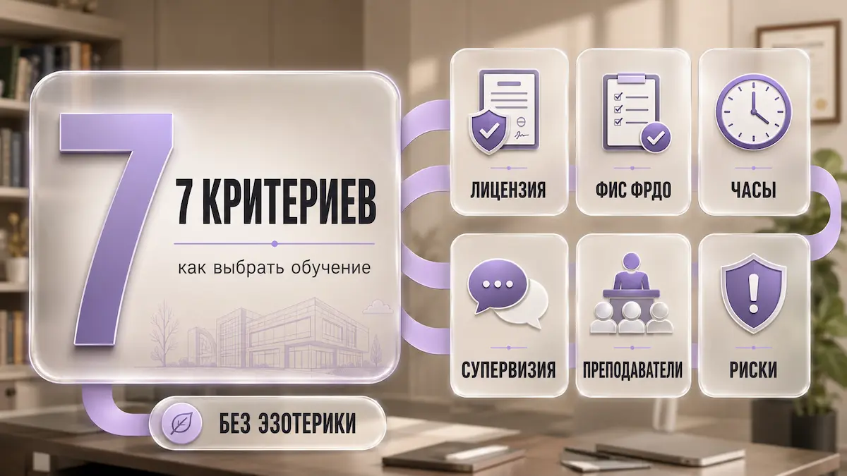 Инфографика: 7 критериев выбора курса обучения регрессивному гипнозу