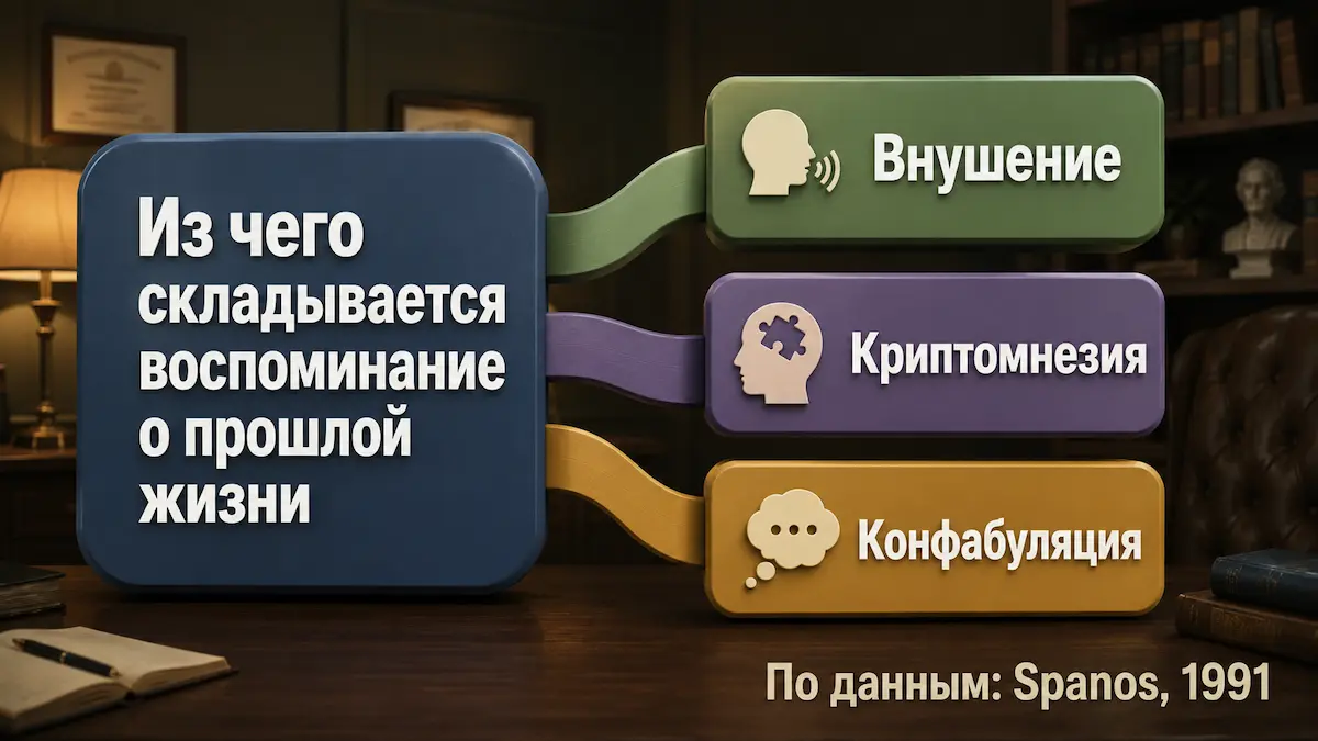 Инфографика: три механизма ложных воспоминаний при регрессии в прошлые жизни