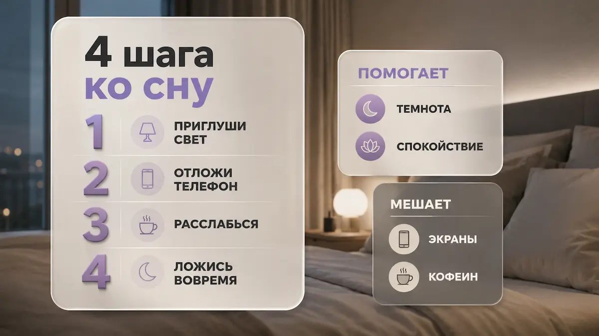 Инфографика: вечерний ритуал засыпания и что помогает расслабиться перед сном