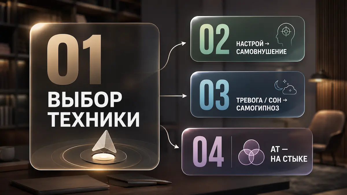 Инфографика: как выбрать между самовнушением и самогипнозом под задачу