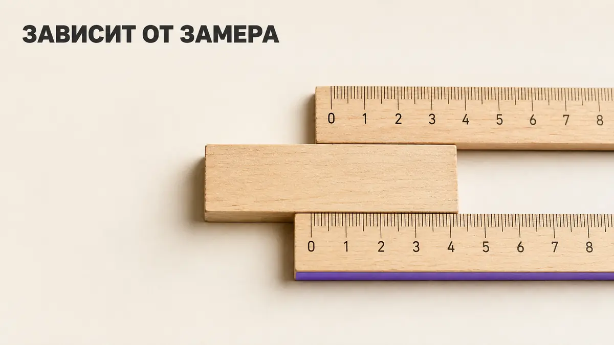 Две одинаковые линейки показывают разную длину предмета — метафора влияния контекста на измерение гипнабельности