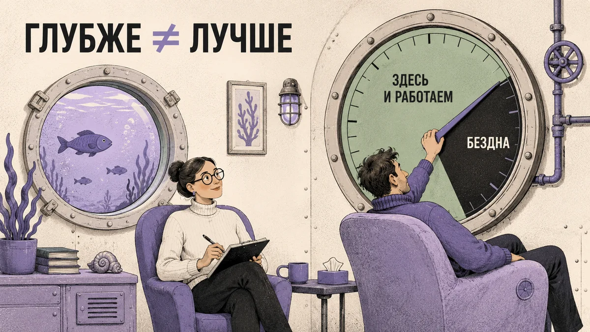 Кабинет психотерапевта в виде отсека батискафа с корабельным глубиномером