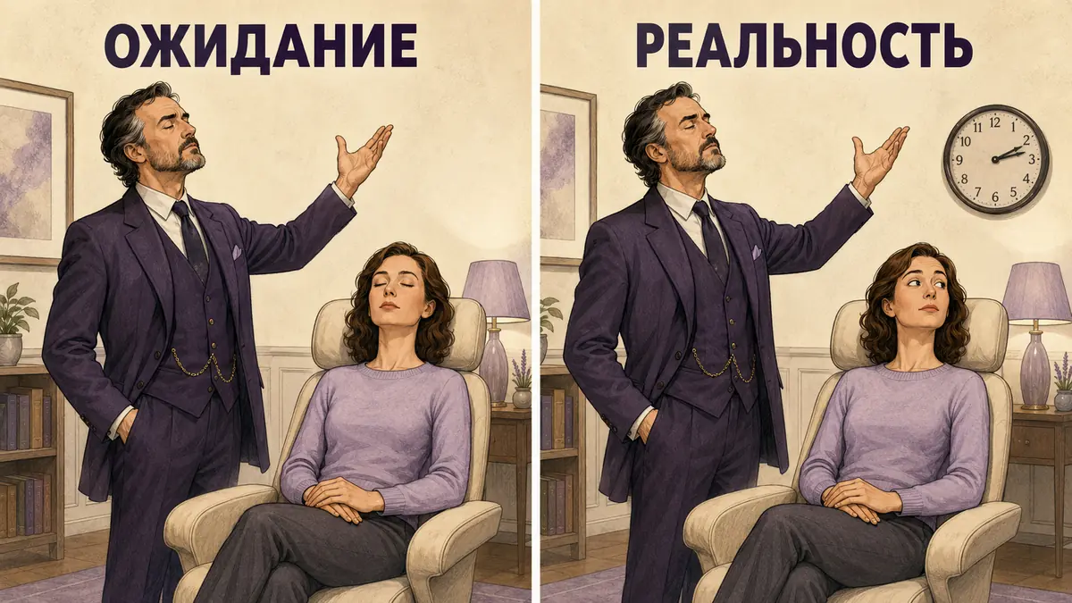 Ироничная иллюстрация: ожидание и реальность первого наведения транса
