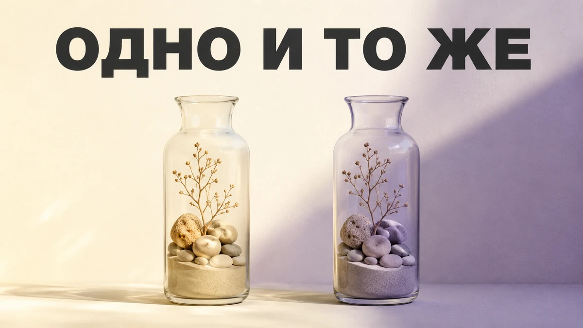 Метафора влияния убеждения на восприятие: одинаковые предметы под разным светом