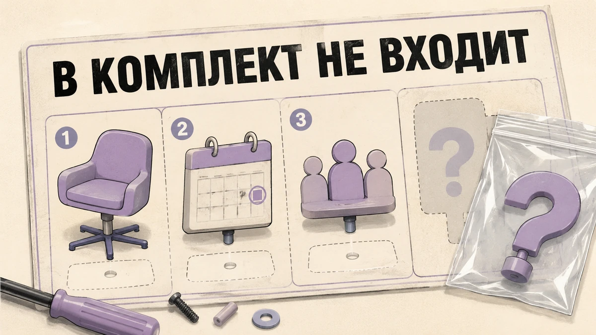 Шуточная схема сборки в стиле мебельной инструкции с недостающей деталью