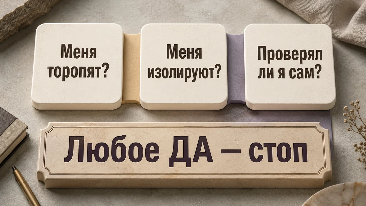 Схема из трёх вопросов для проверки давления в разговоре