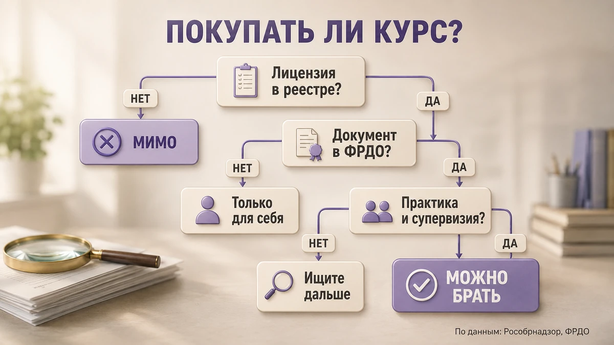 Дерево решений: стоит ли покупать онлайн-курс гипноза — лицензия, реестр ФРДО, практика