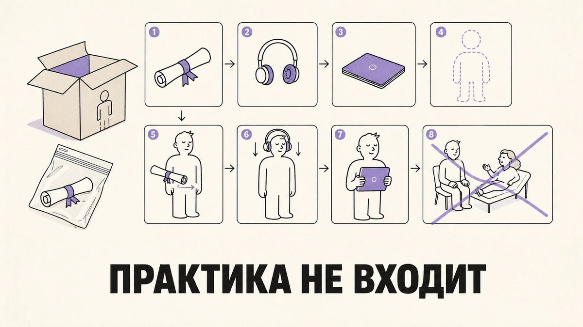 Пародийная инструкция по сборке специалиста из диплома, наушников и ноутбука