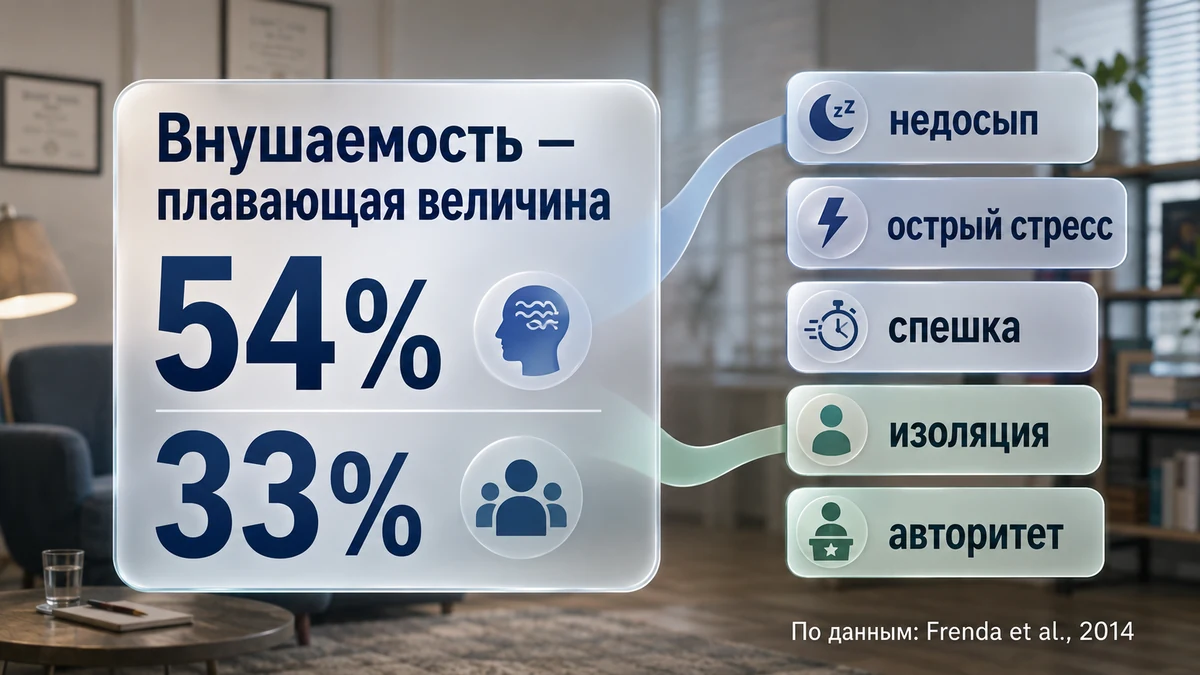 Инфографика: шесть состояний, которые повышают восприимчивость к внушению