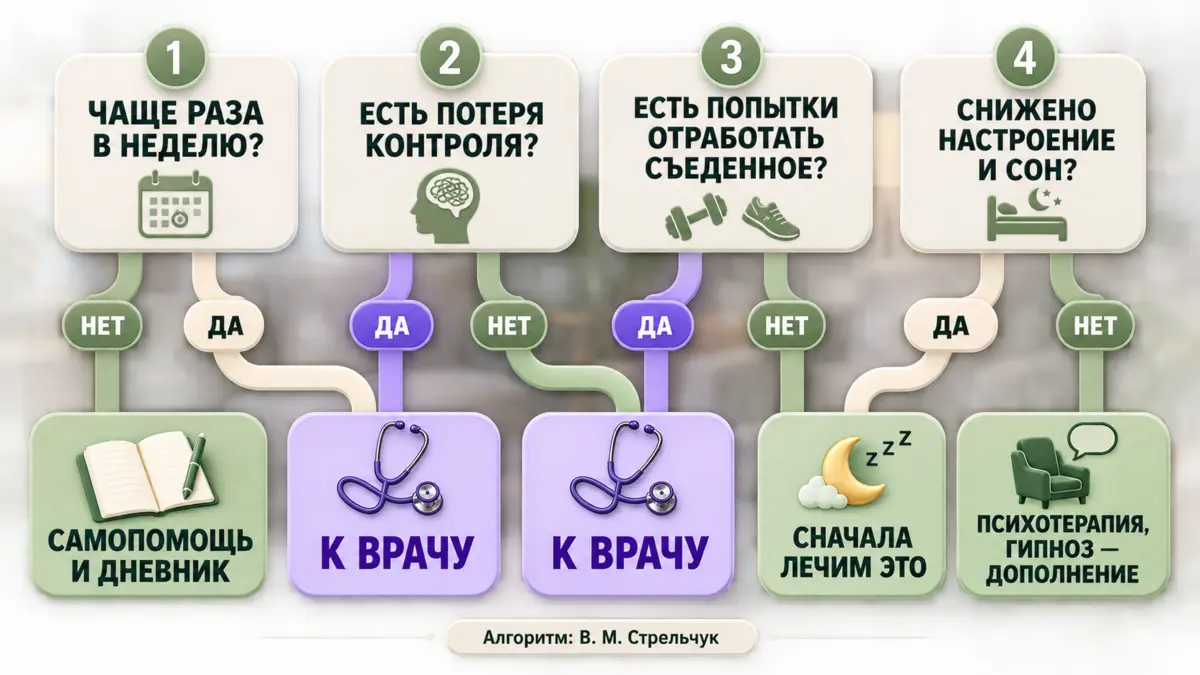 Дерево решений: что делать при вечерних эпизодах переедания