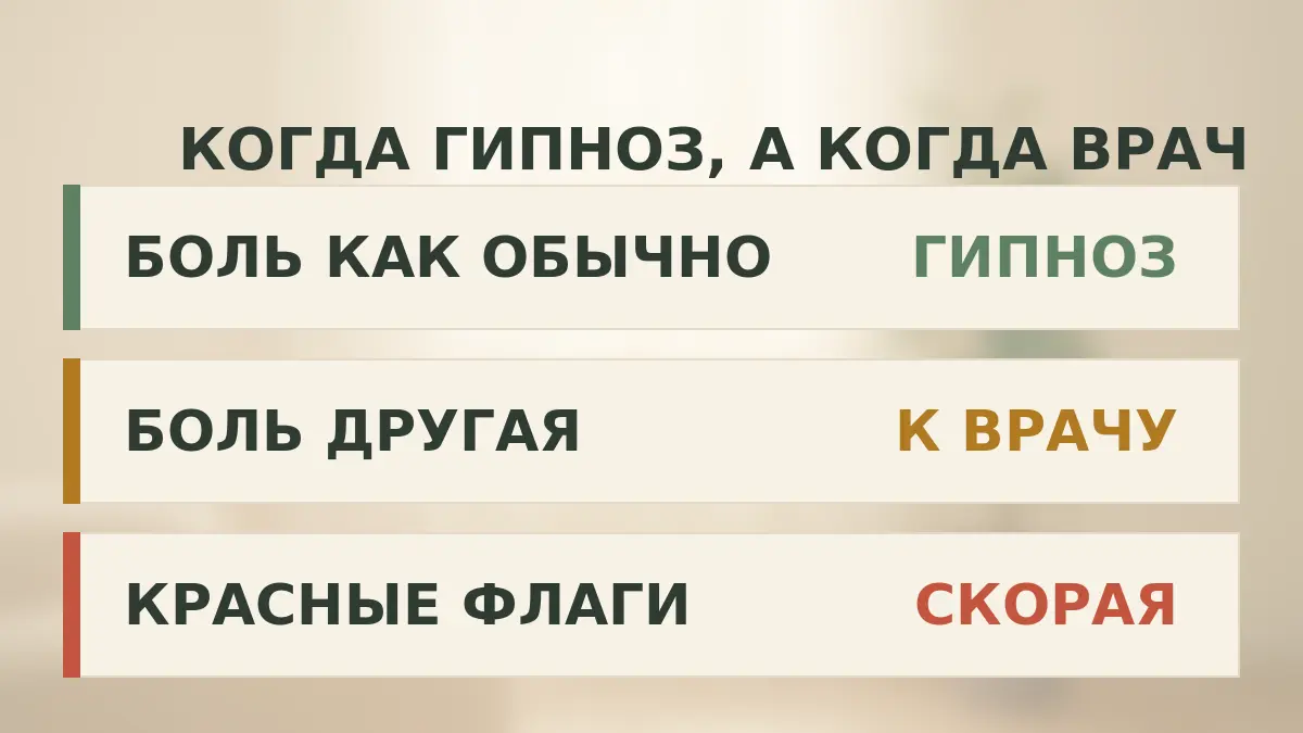 Схема выбора: привычная боль, изменившаяся боль и красные флаги