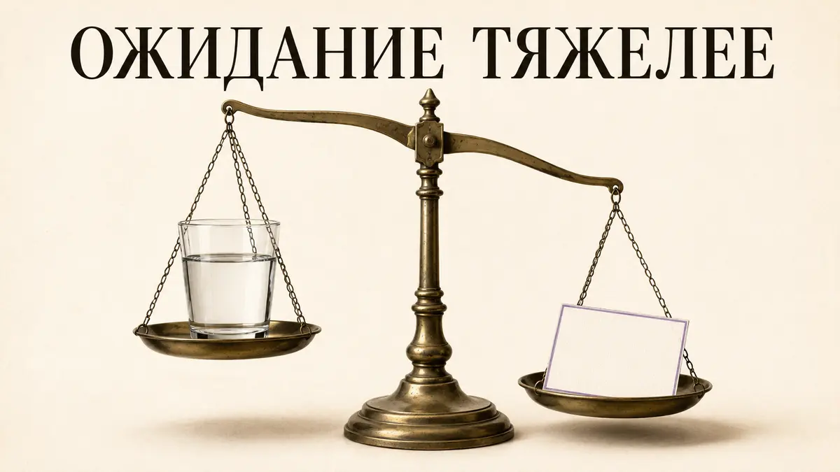 Аптечные весы, на которых бумажная этикетка перевешивает стакан с жидкостью