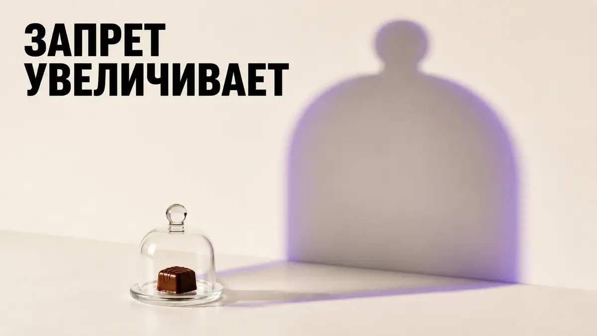 Метафора эксперимента: шоколад под стеклянным колпаком отбрасывает огромную тень
