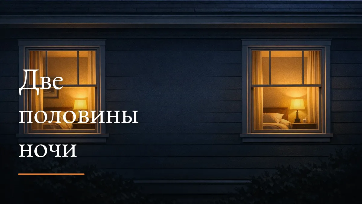 Два тёплых пятна света в тёмной комнате как метафора сна из двух частей